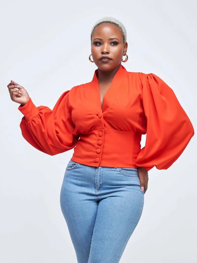 Merli Africa Lantern Top - Orange