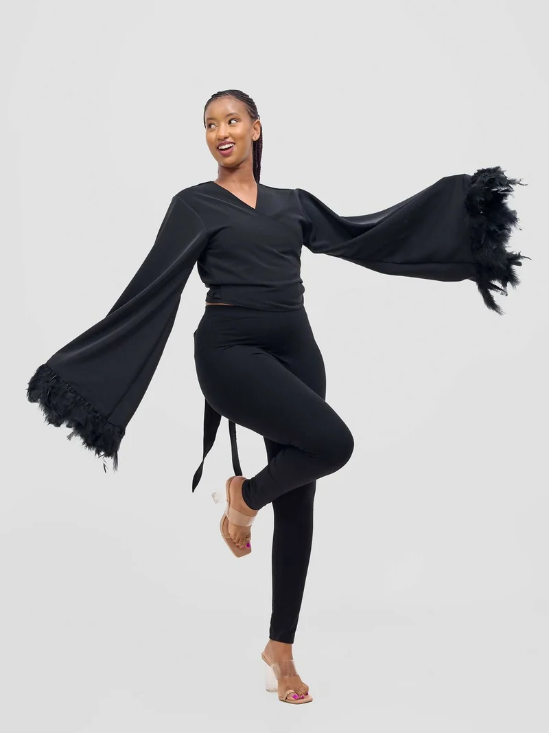 Merli Africa Hera Wrap Top - Black