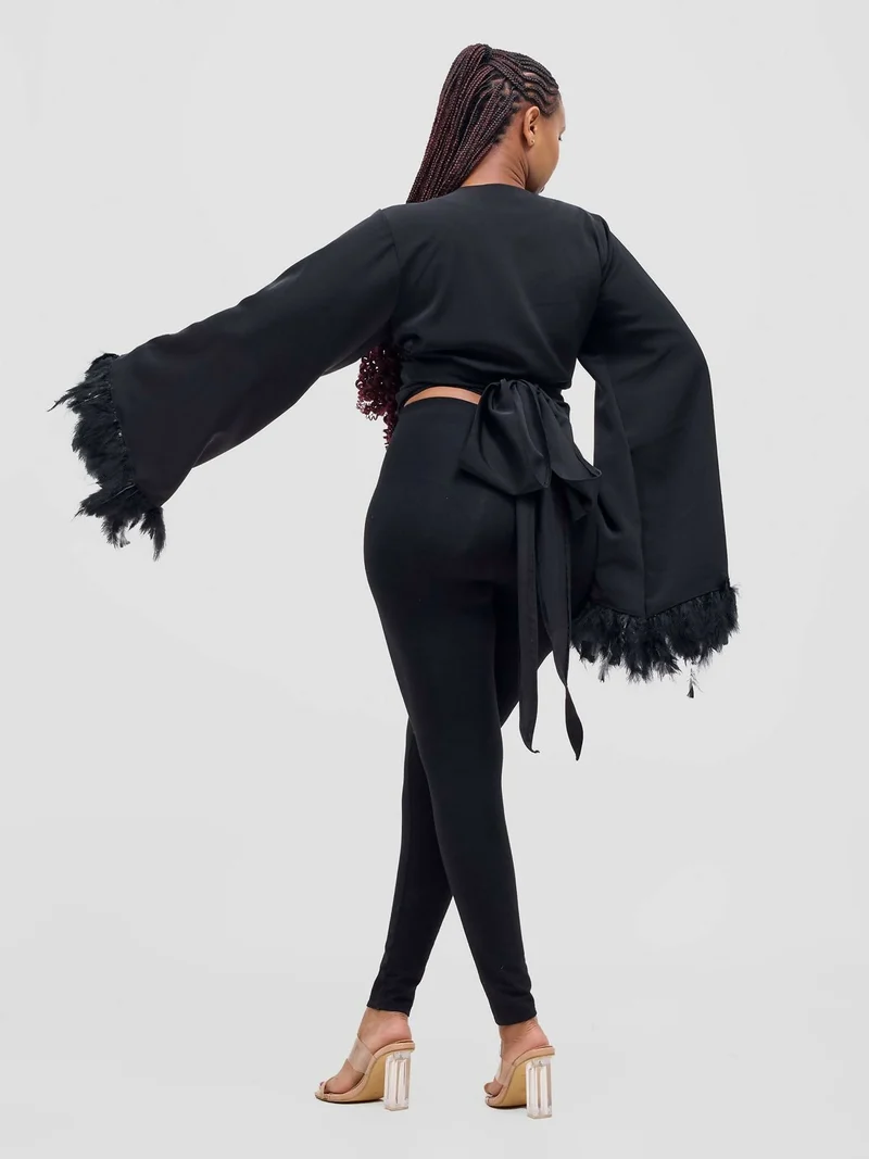 Merli Africa Hera Wrap Top - Black
