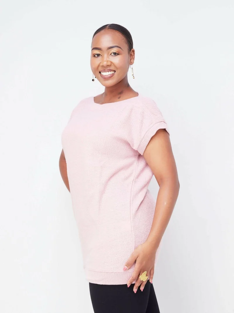 Hessed Short Sleeved Sweeter Top - Pink