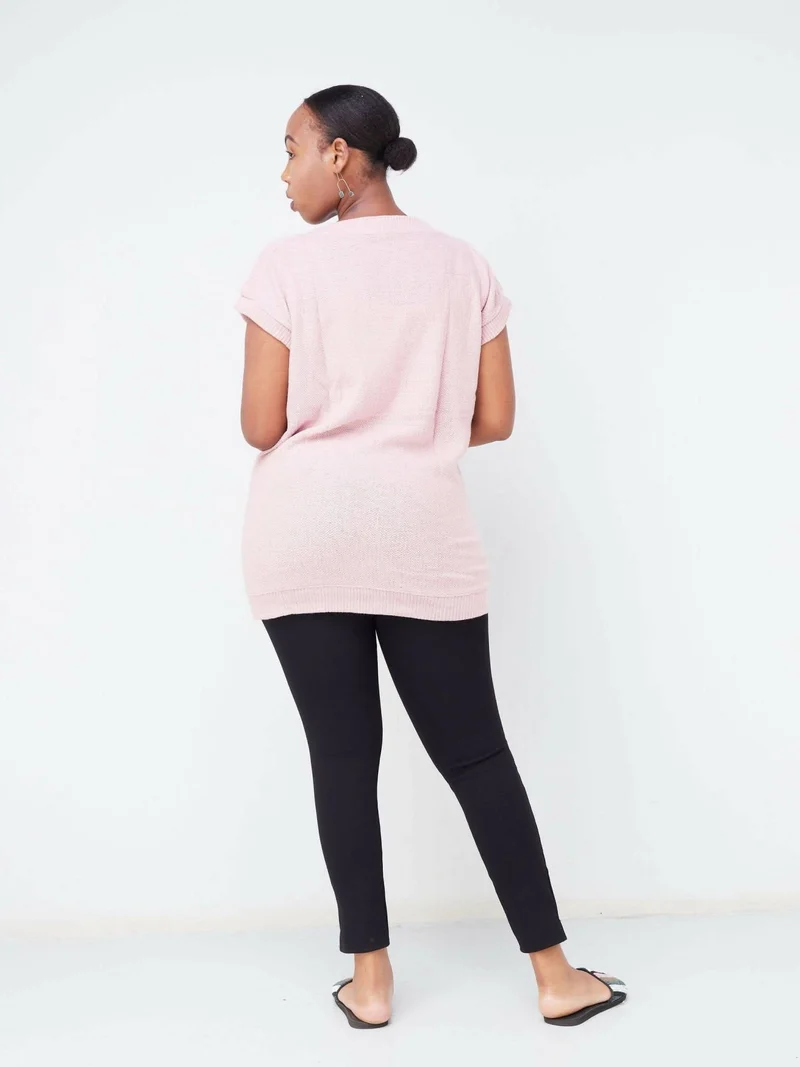 Hessed Short Sleeved Sweeter Top - Pink
