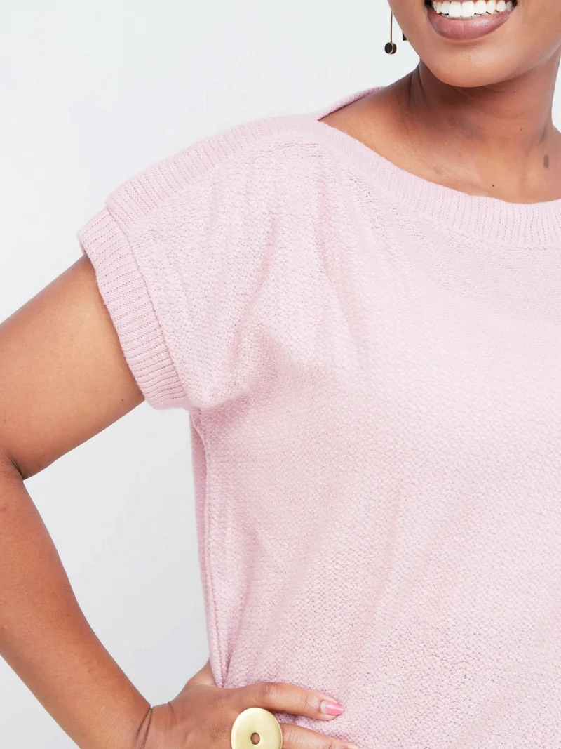 Hessed Short Sleeved Sweeter Top - Pink