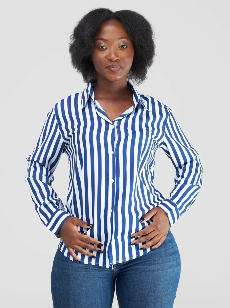 Stylish Sisters Stripped Official & Casual Shirt - Blue / White