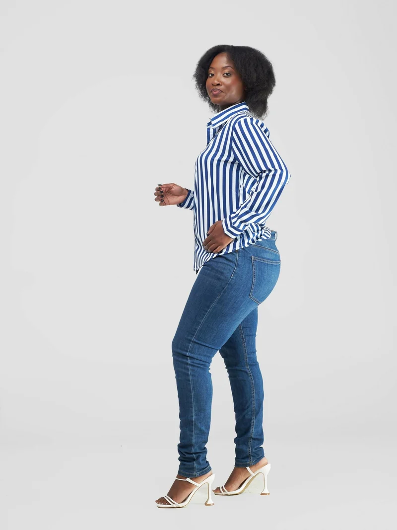 Stylish Sisters Stripped Official & Casual Shirt - Blue / White