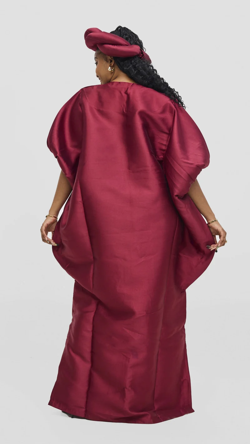 Hats And More Bold Elegance Mikado And Matching Headpiece Dress - Maroon