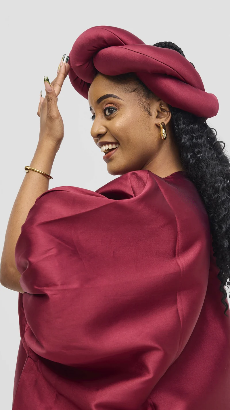 Hats And More Bold Elegance Mikado And Matching Headpiece Dress - Maroon