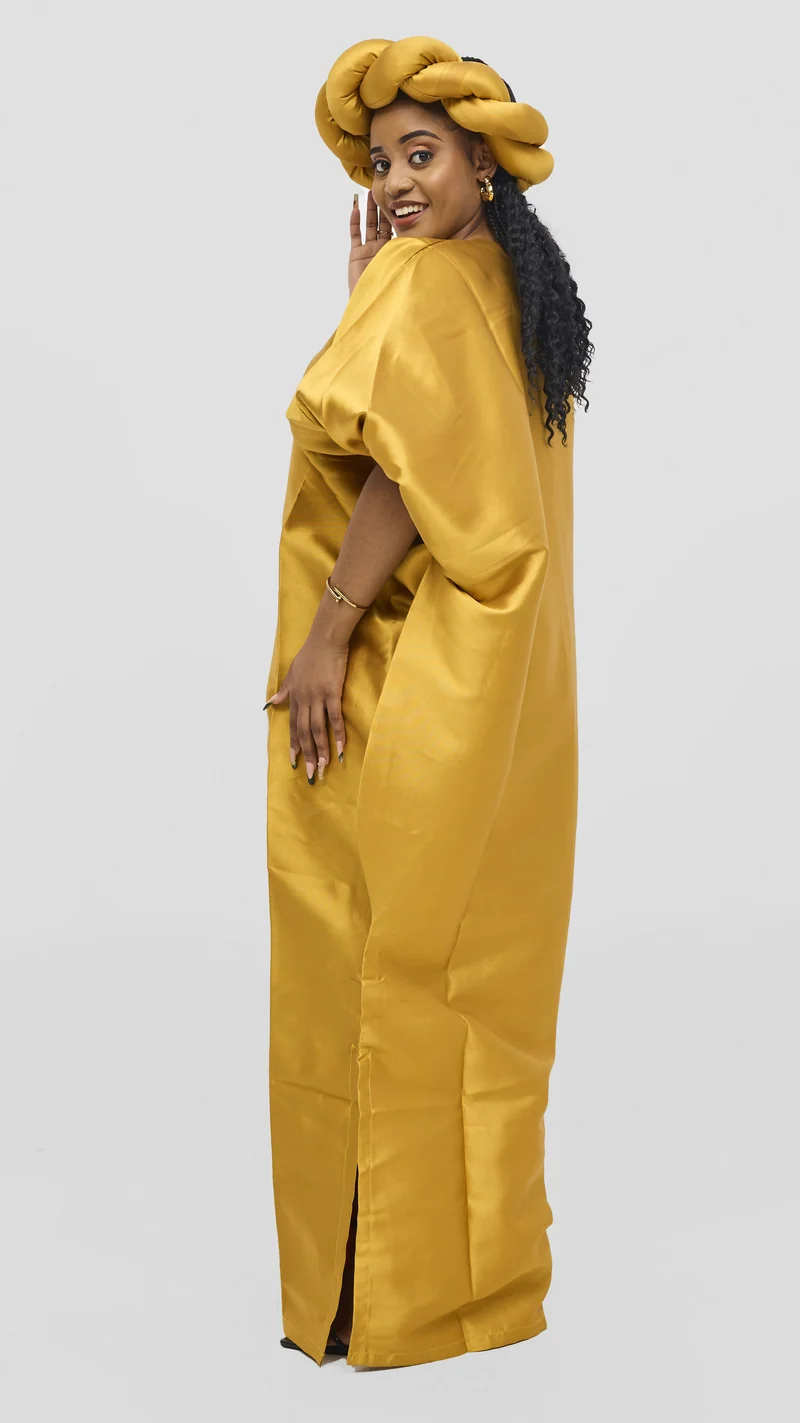 Hats and More Bold Elegance Mikado And Matching Headpiece Dress - Mustard