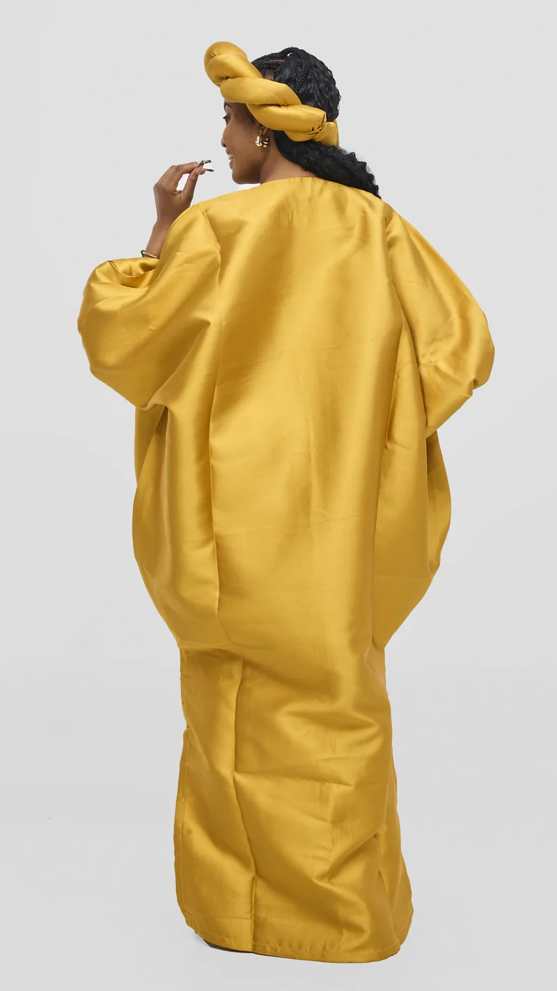 Hats and More Bold Elegance Mikado And Matching Headpiece Dress - Mustard