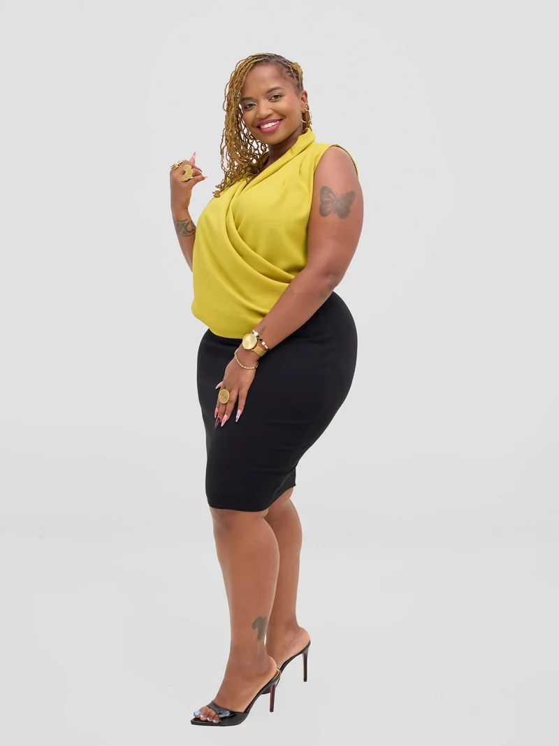 The Fashion Frenzy V-Neck Blouse Top - Yellow