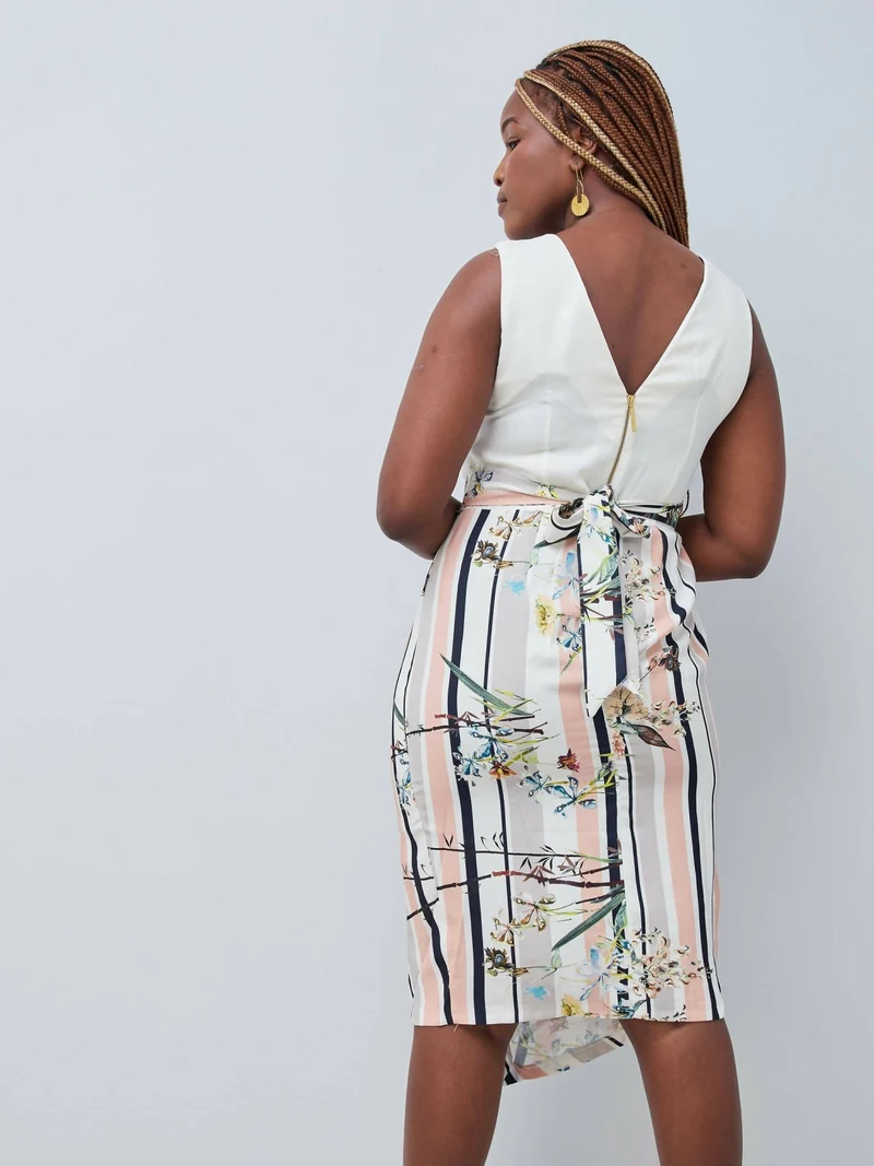 The Fashion Frenzy Floral Wrap Dress - Cream