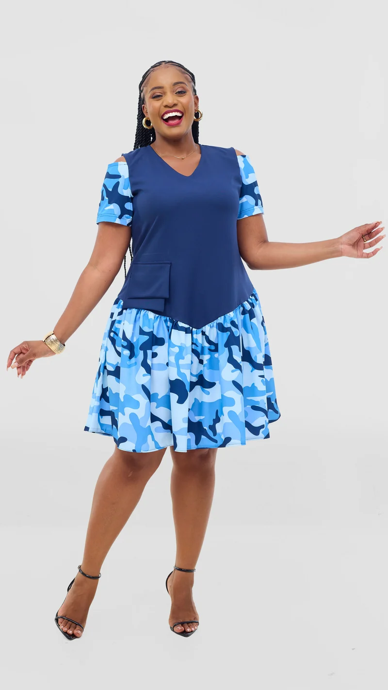 Mariste Mish Shift Dress - Navy Blue Floral