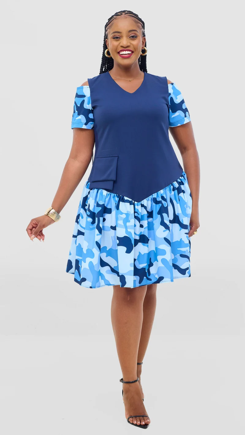 Mariste Mish Shift Dress - Navy Blue Floral