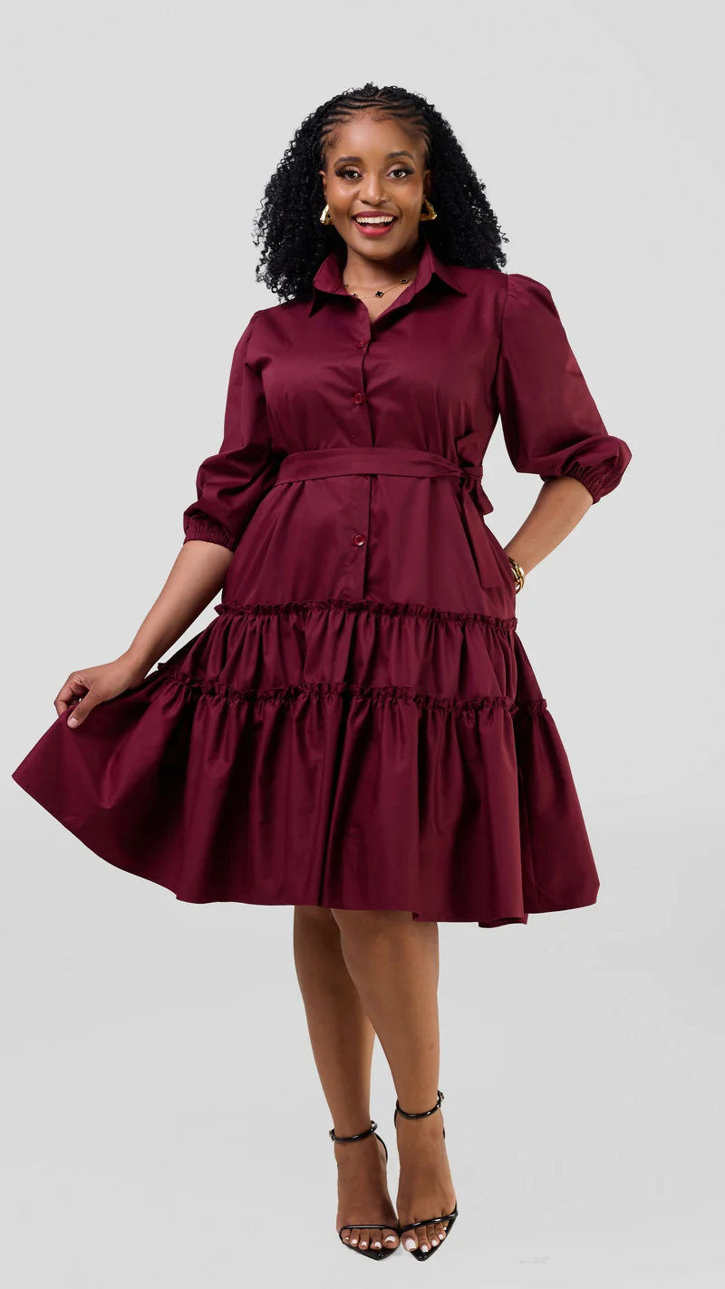 Lizola Melissa Shift Dress - Maroon