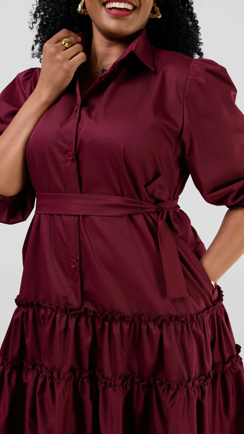 Lizola Melissa Shift Dress - Maroon