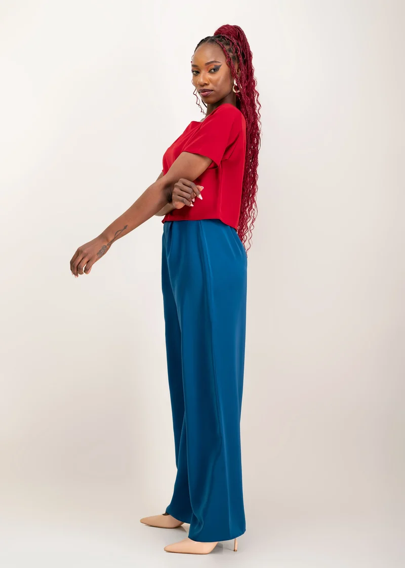 Da'Joy Fashions Elara Pant Set - Maroon / Sapphire Blue