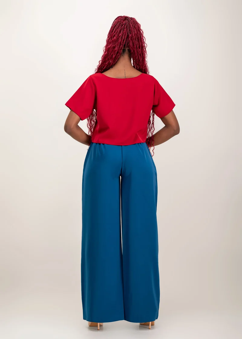 Da'Joy Fashions Elara Pant Set - Maroon / Sapphire Blue