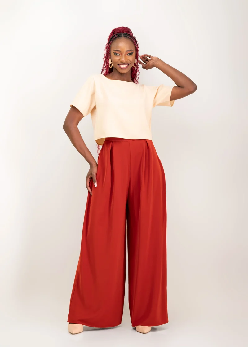 Da'Joy Fashions Elara Pant Set - Beige / Brown