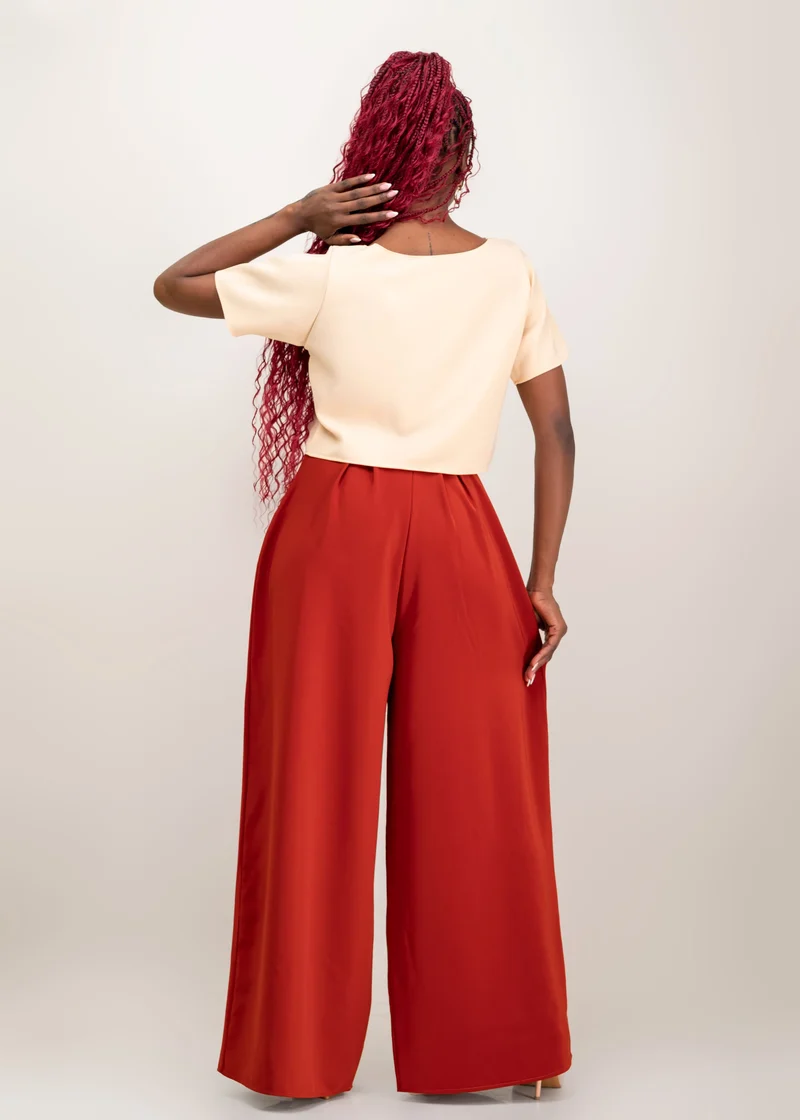 Da'Joy Fashions Elara Pant Set - Beige / Brown