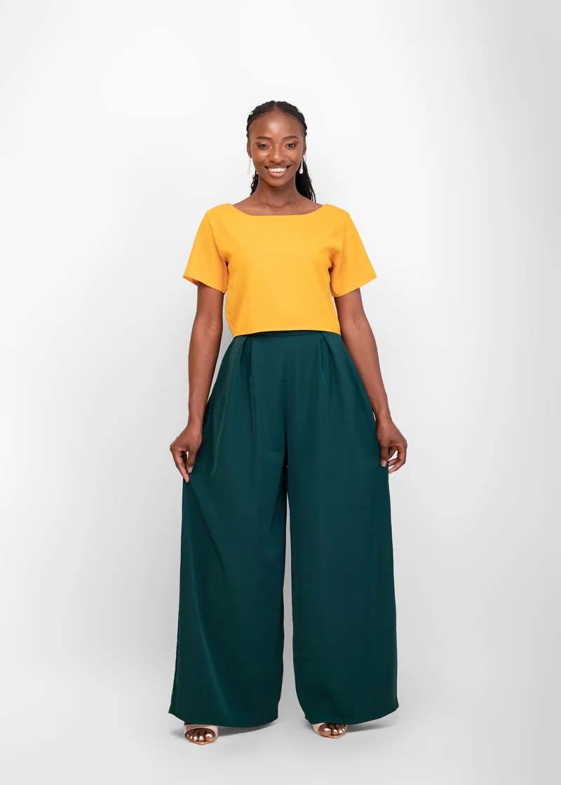 Da'Joy Fashions Elara Pant Set - Mustard / Green