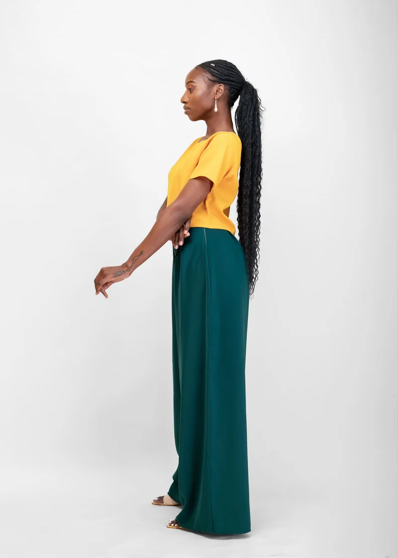 Da'Joy Fashions Elara Pant Set - Mustard / Green