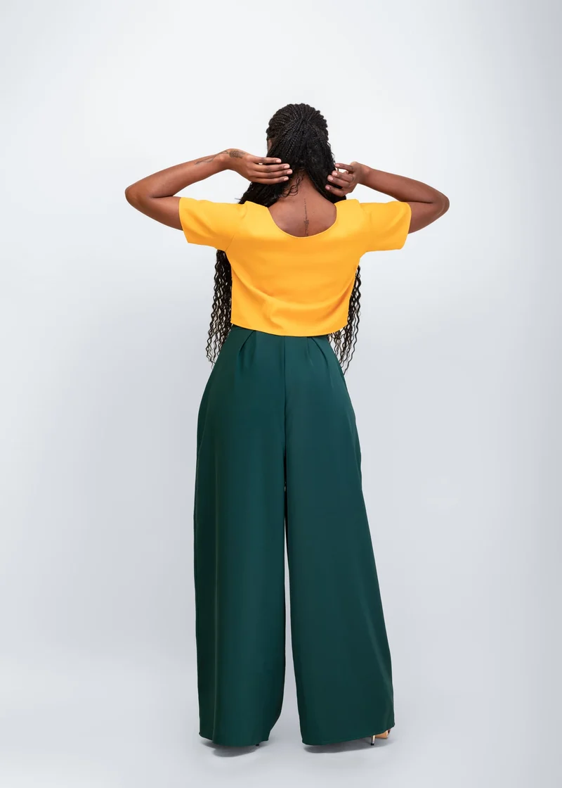 Da'Joy Fashions Elara Pant Set - Mustard / Green