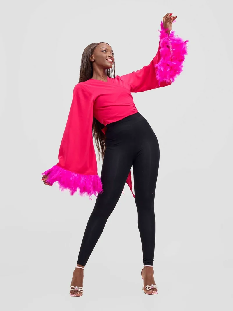 Merli Africa Hera Wrap Top - Hot Pink