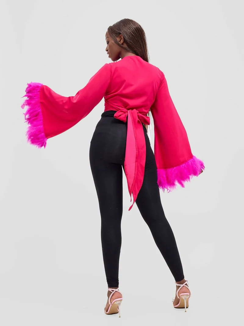 Merli Africa Hera Wrap Top - Hot Pink