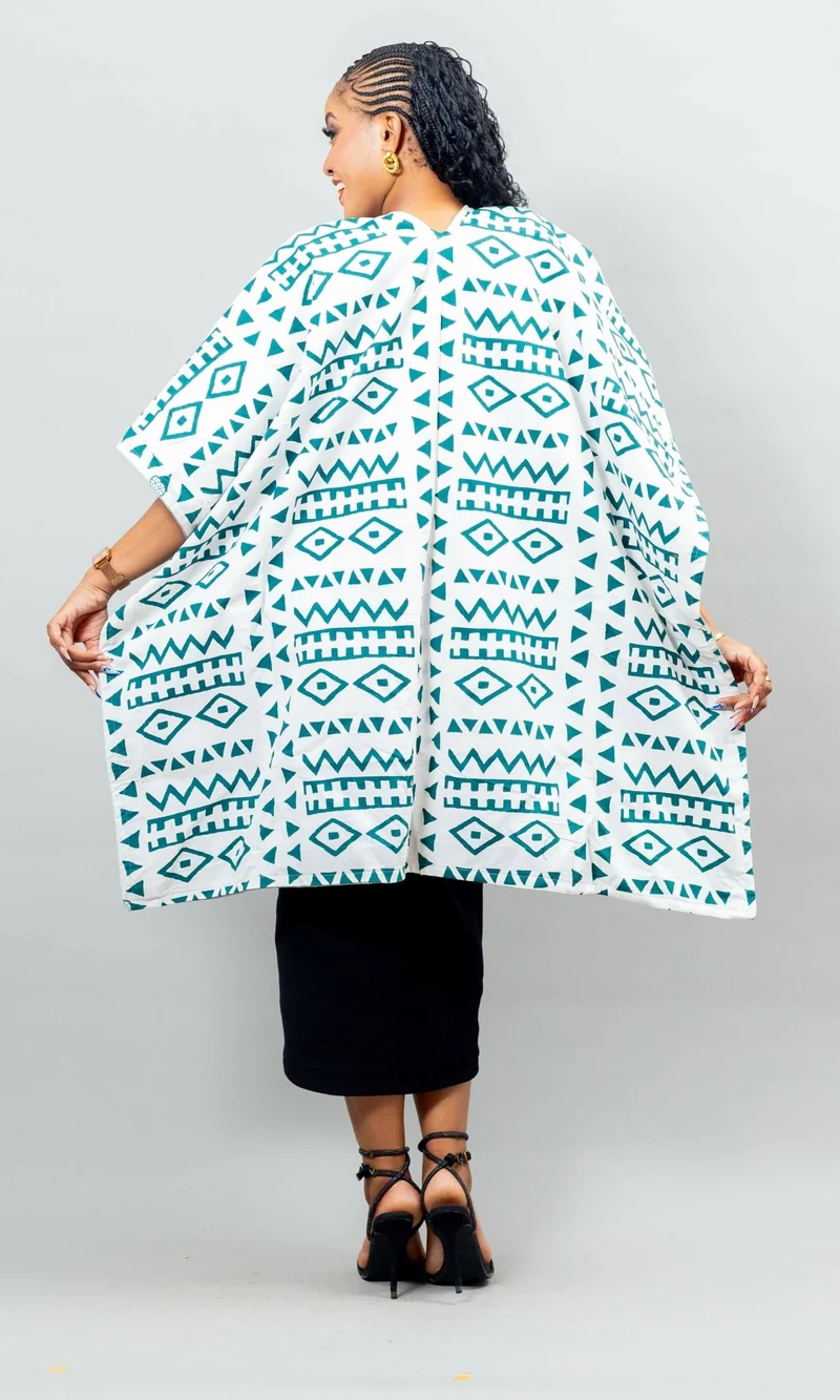 African Yuva Reversible Cape Poncho - White / Grey