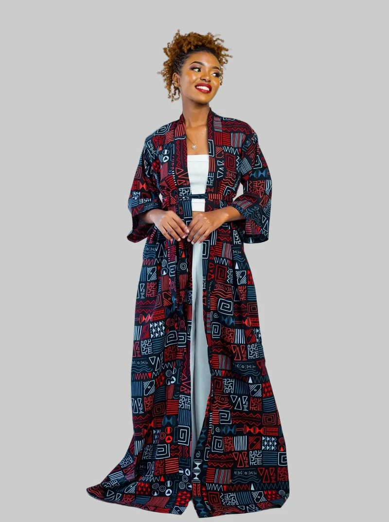 African Yuva Daisy Kimono - Blue