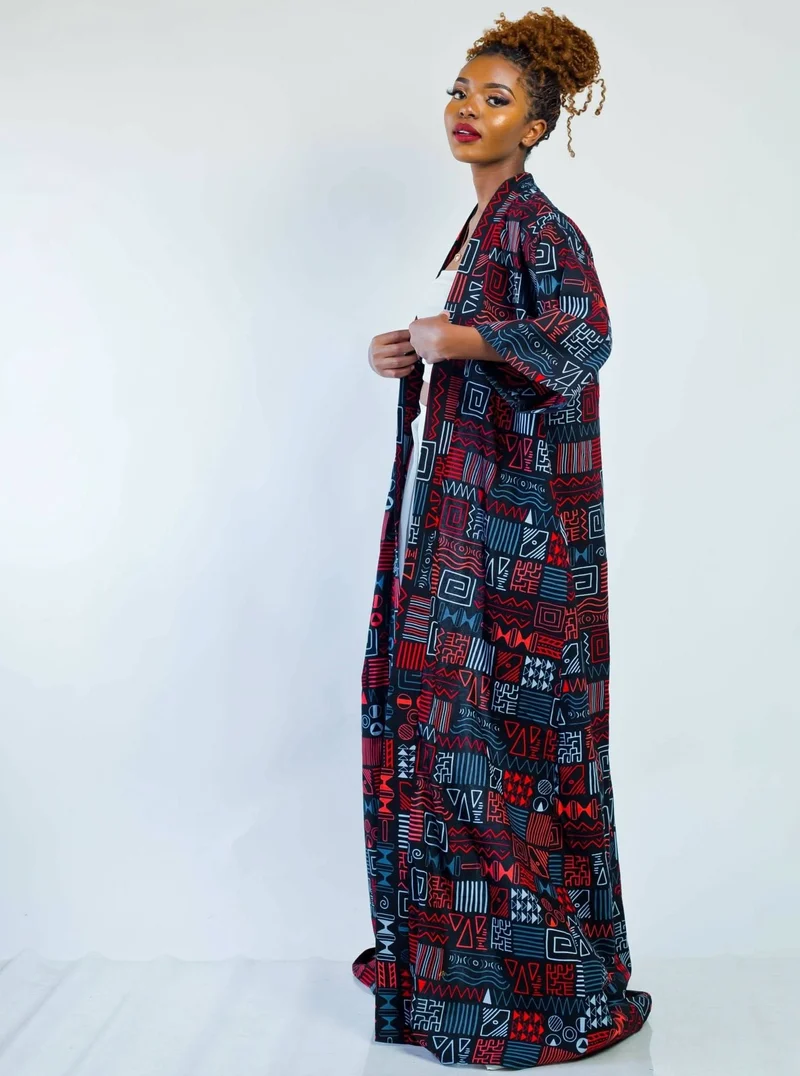 African Yuva Daisy Kimono - Blue