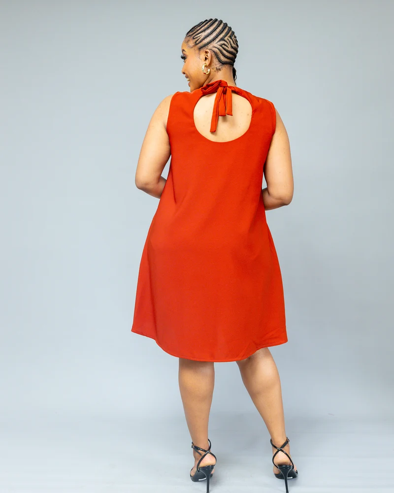 African Yuva Marini Shift Dress - Rust