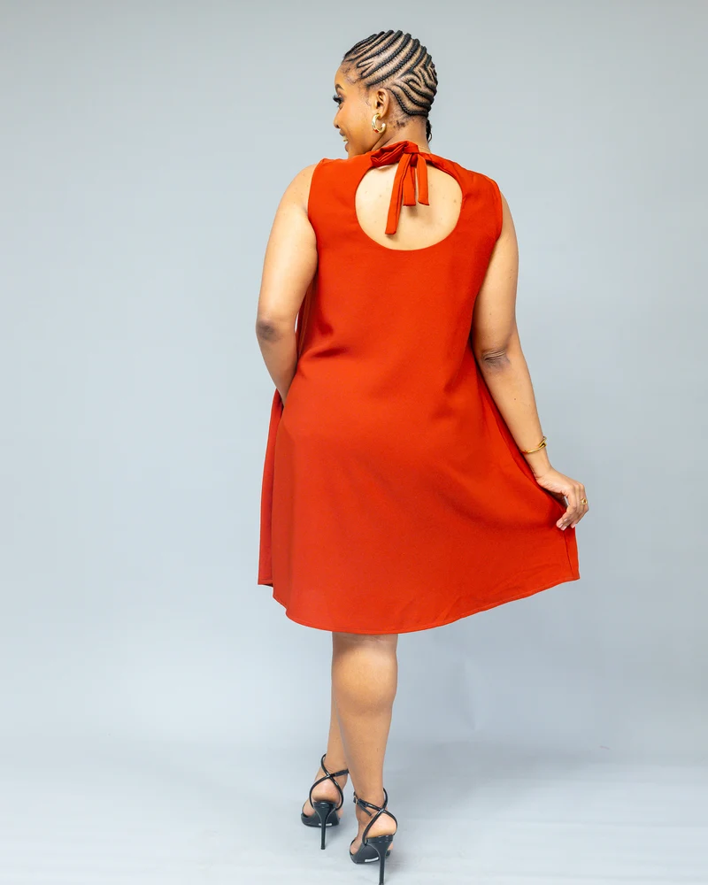 African Yuva Marini Shift Dress - Rust