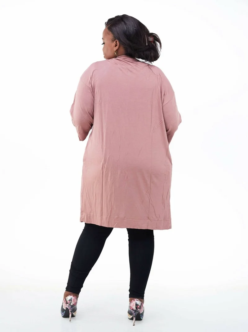 Hessed Long Buttonless Waterfall - Pink