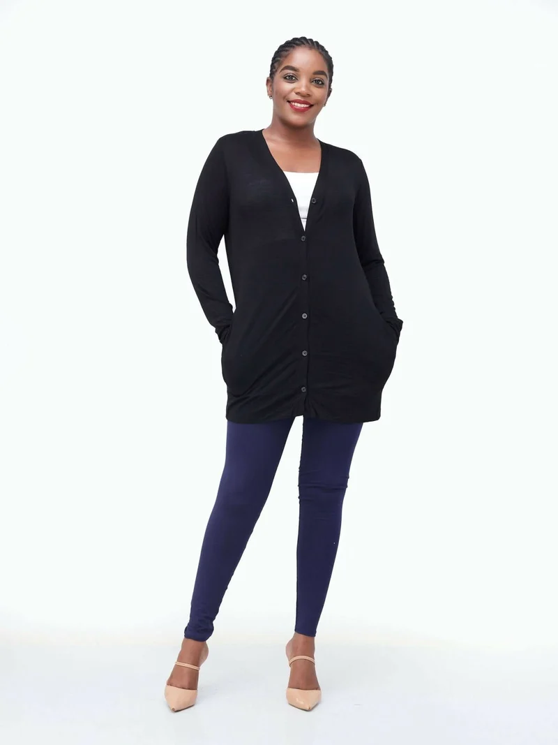 Hessed Mini Buttoned Waterfall - Black