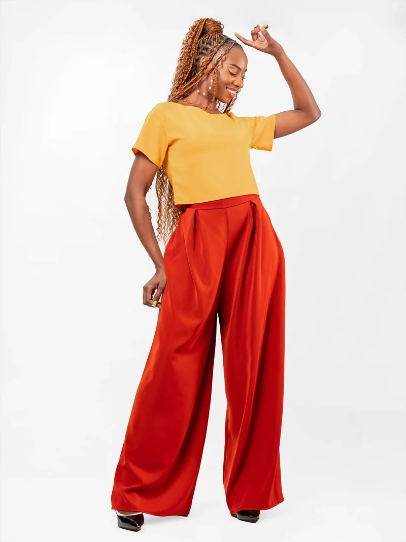 Da'Joy Fashions Elara Set - Mustard / Brown