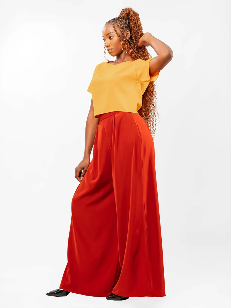 Da'Joy Fashions Elara Set - Mustard / Brown
