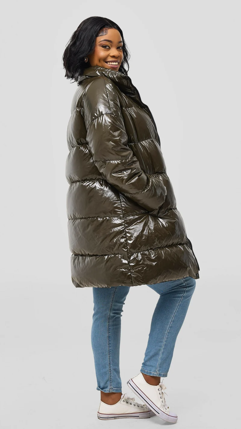 Tophad Closet Unisex Wetlook Jacket - Jungle Green