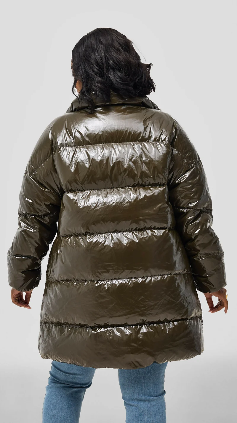 Tophad Closet Unisex Wetlook Jacket - Jungle Green