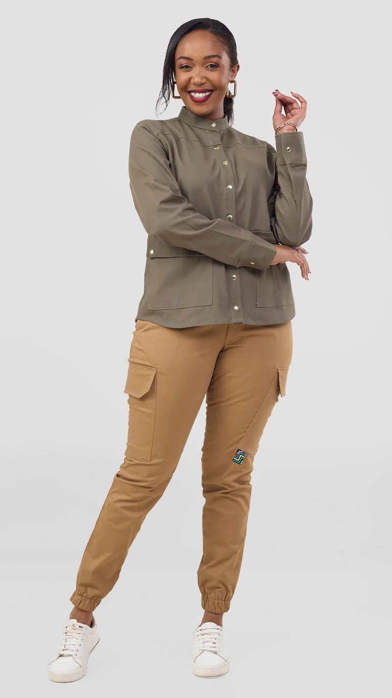 Home of Calor Ladies Shacket Top - Green