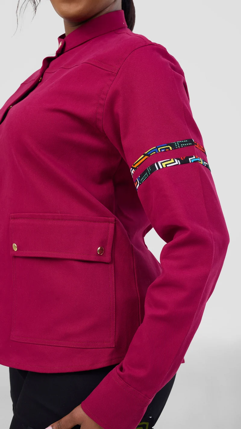 Home of Calor Ladies Shacket Top - Burgundy