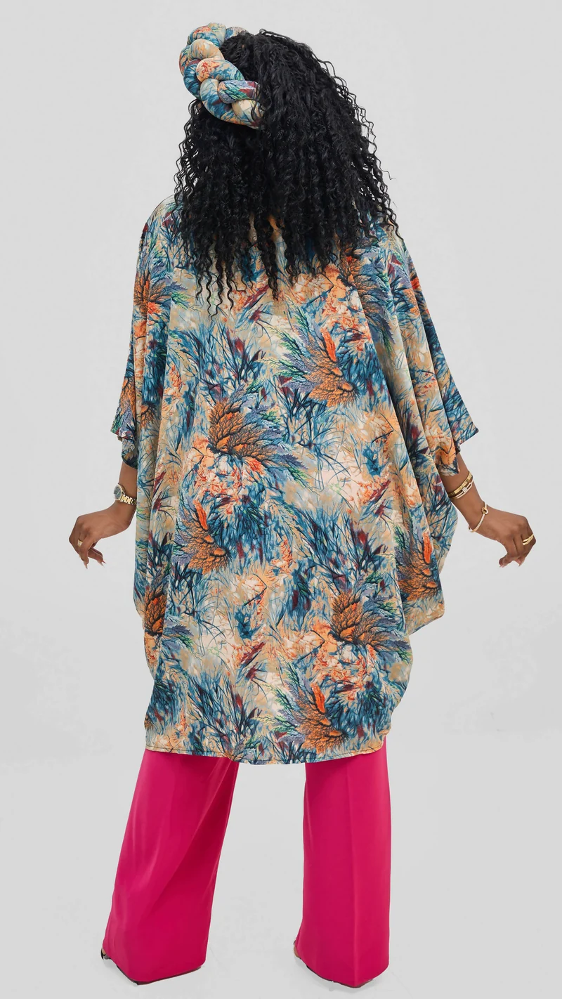 Hats and More Tropical Breeze Draped Top & Matching Headwrap – Multicolored