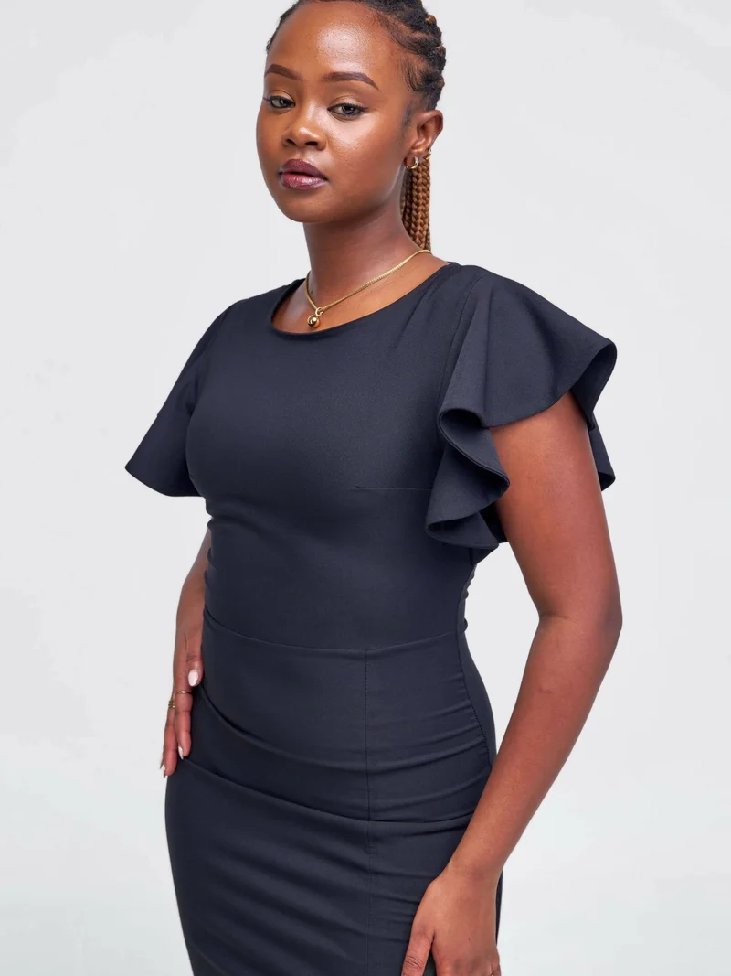 The Fashion Frenzy Bell Cap Sleeve Dress - Black