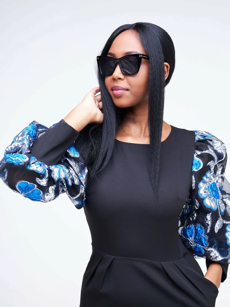 The Fashion Frenzy Puff Sleeves Dress - Black