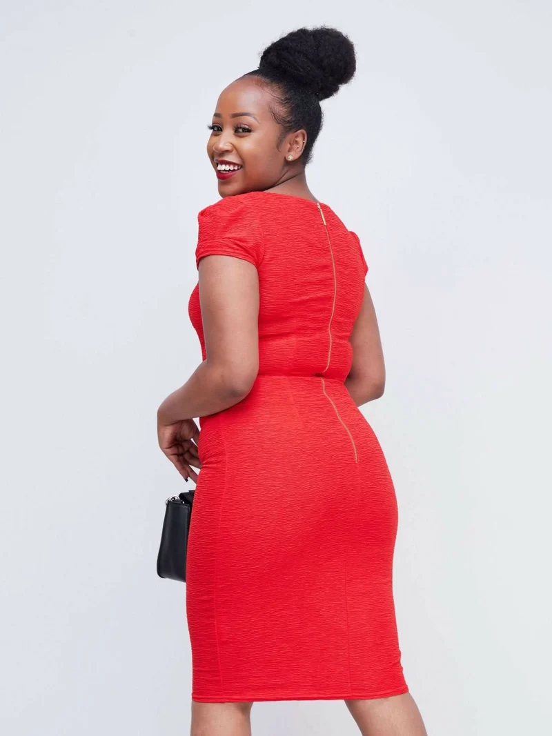The Fashion Frenzy Cap Sleeve Bodycon -Red