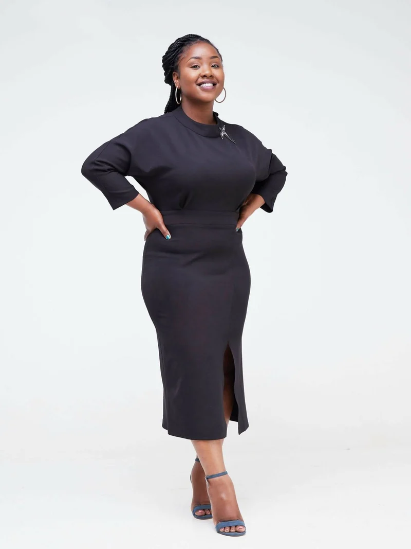 The Fashion Frenzy Shift Dress With Leather Detail - Black
