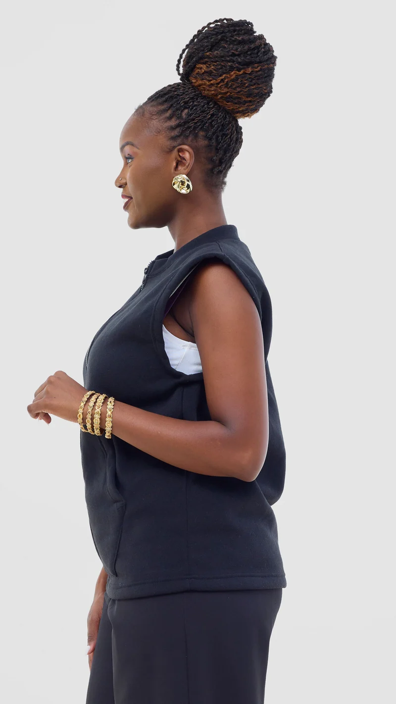 TimyT Urban Wear Fleece With Side Pockets & press buttoned Sweater - black