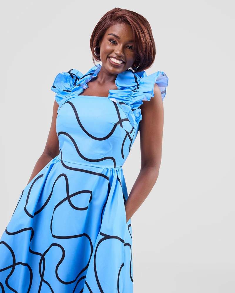 Stylish Sisters Dress - Blue / Black