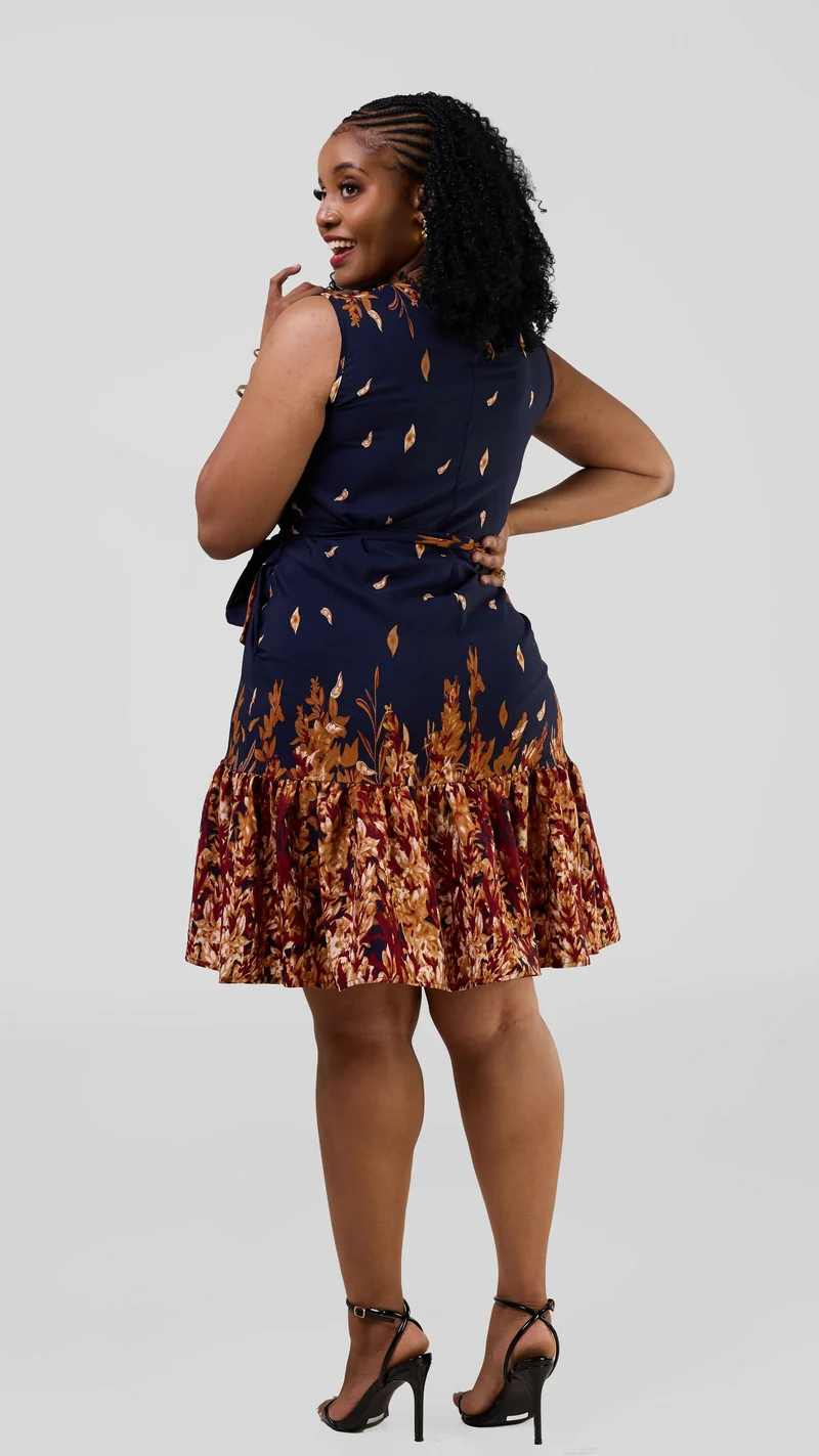 Lizola Marinde Shift Dress - Navyblue / Maroon