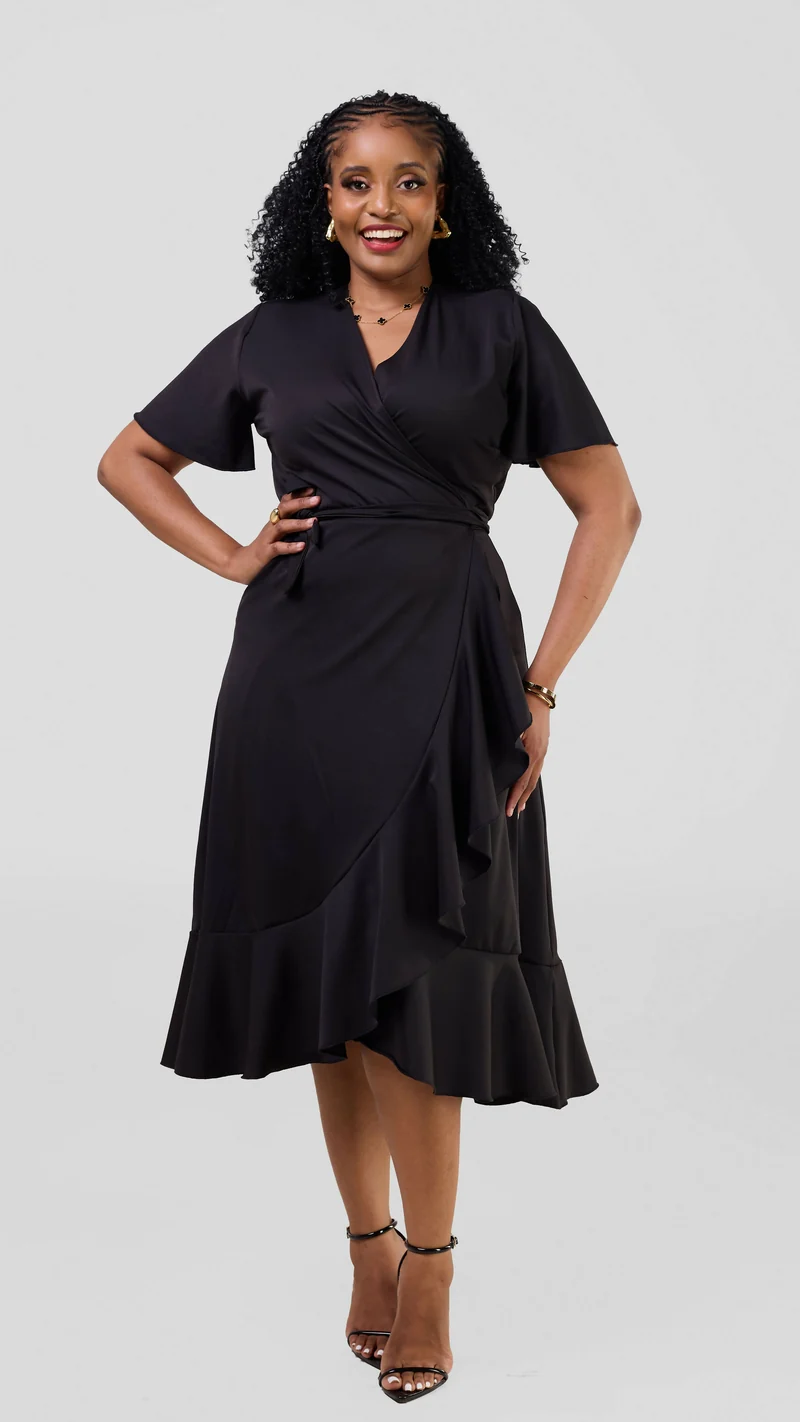 Lizola Mary Wrap Dress - Black