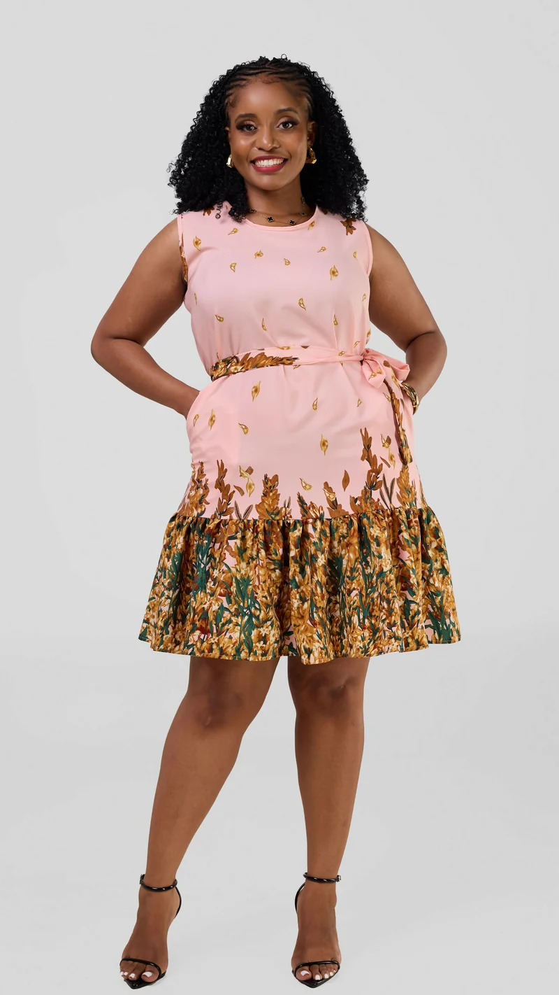Lizola Maryam Shift Dress - Pink / Green